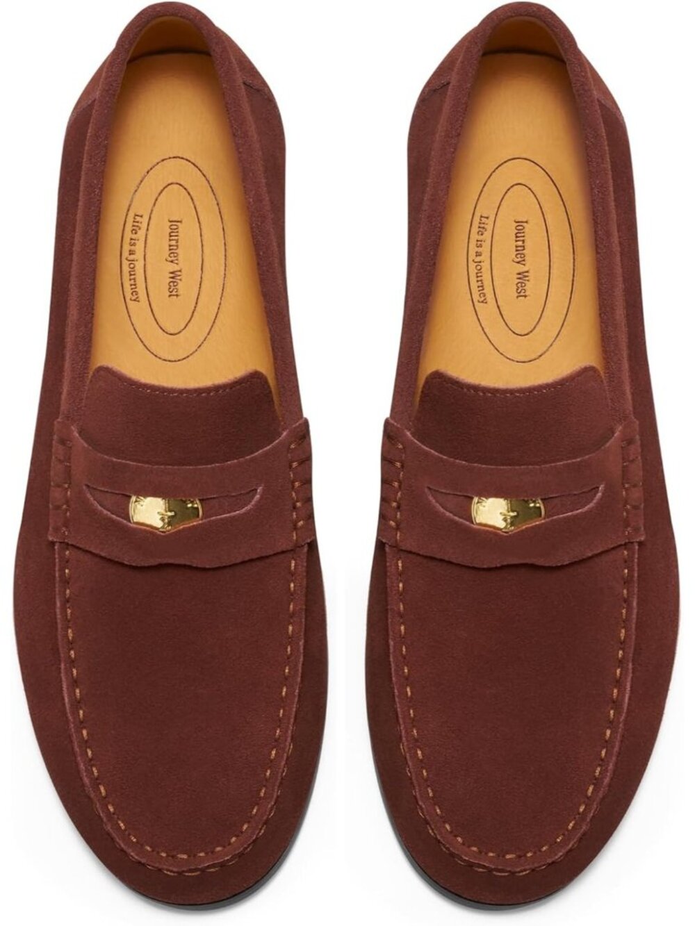 Men's Brown Suede Round Toe Slip On Penny Loafers Casual Dress Shoes